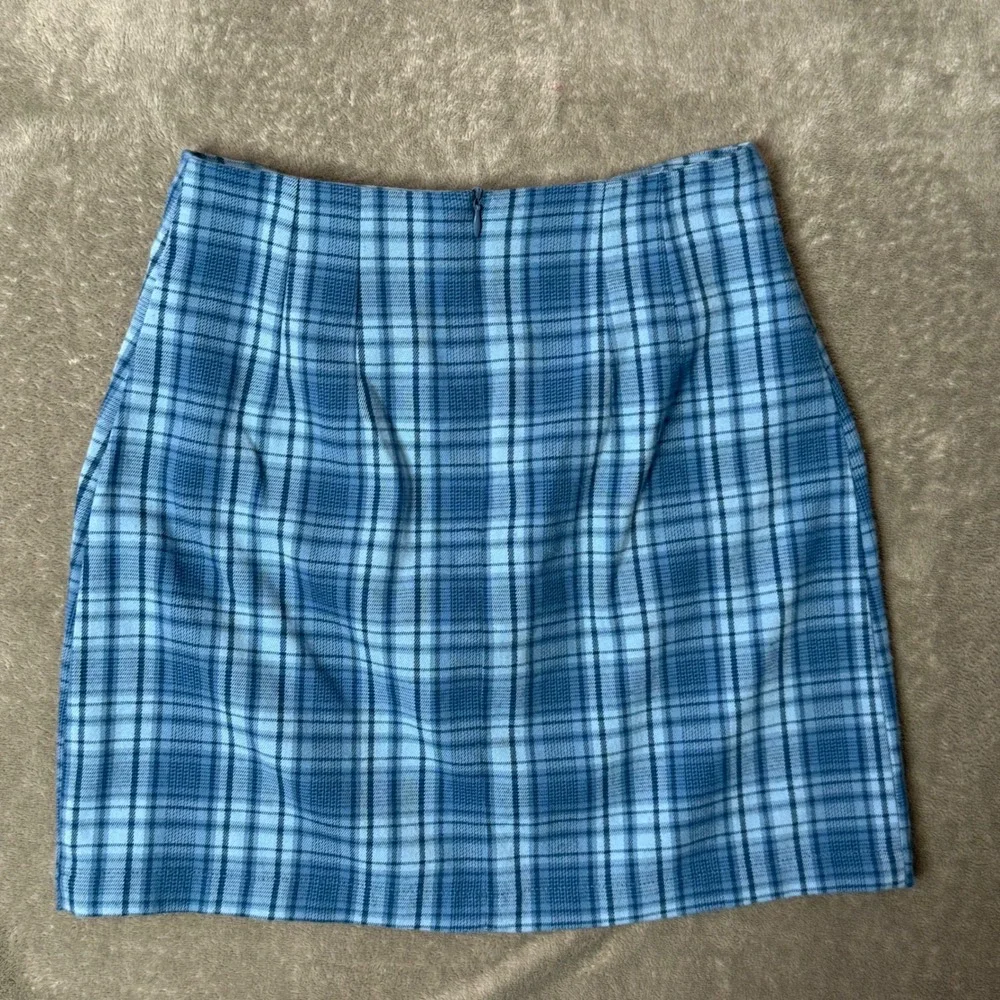 Brandy Melville Blue Plaid Cara Mini Skirt Splits Preppy Y2K Coquette‎ Clueless